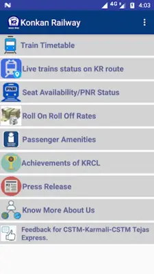 कोंकण रेल/ Konkan Railway android App screenshot 7